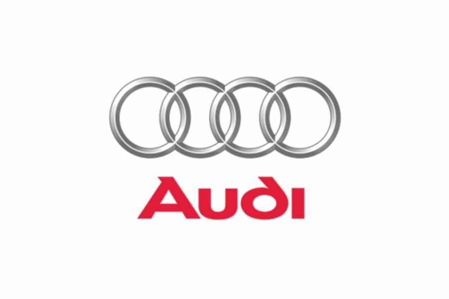 Adui logo with red text and silver rings