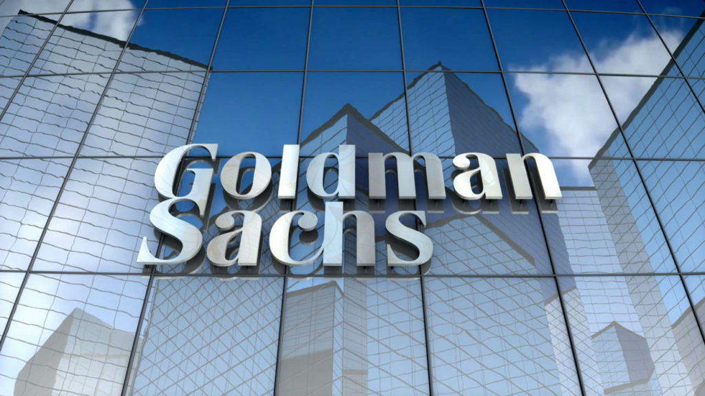 Goldman Sachs logo on side of a building