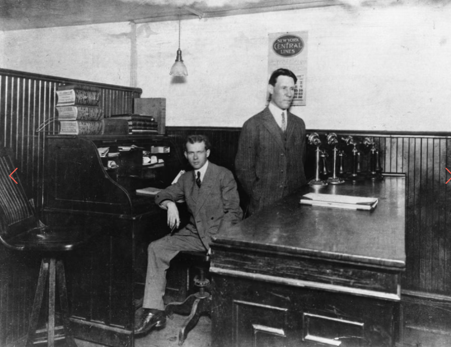 vintage photo of men in an office