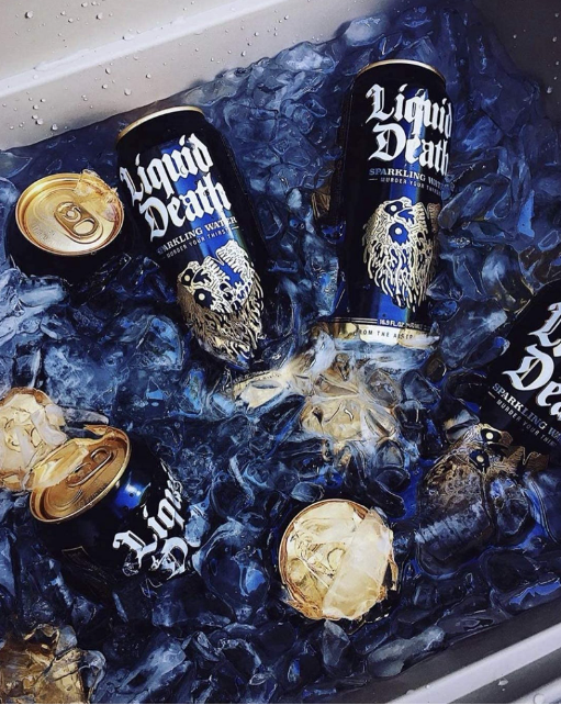 Liquid Death cans in ice
