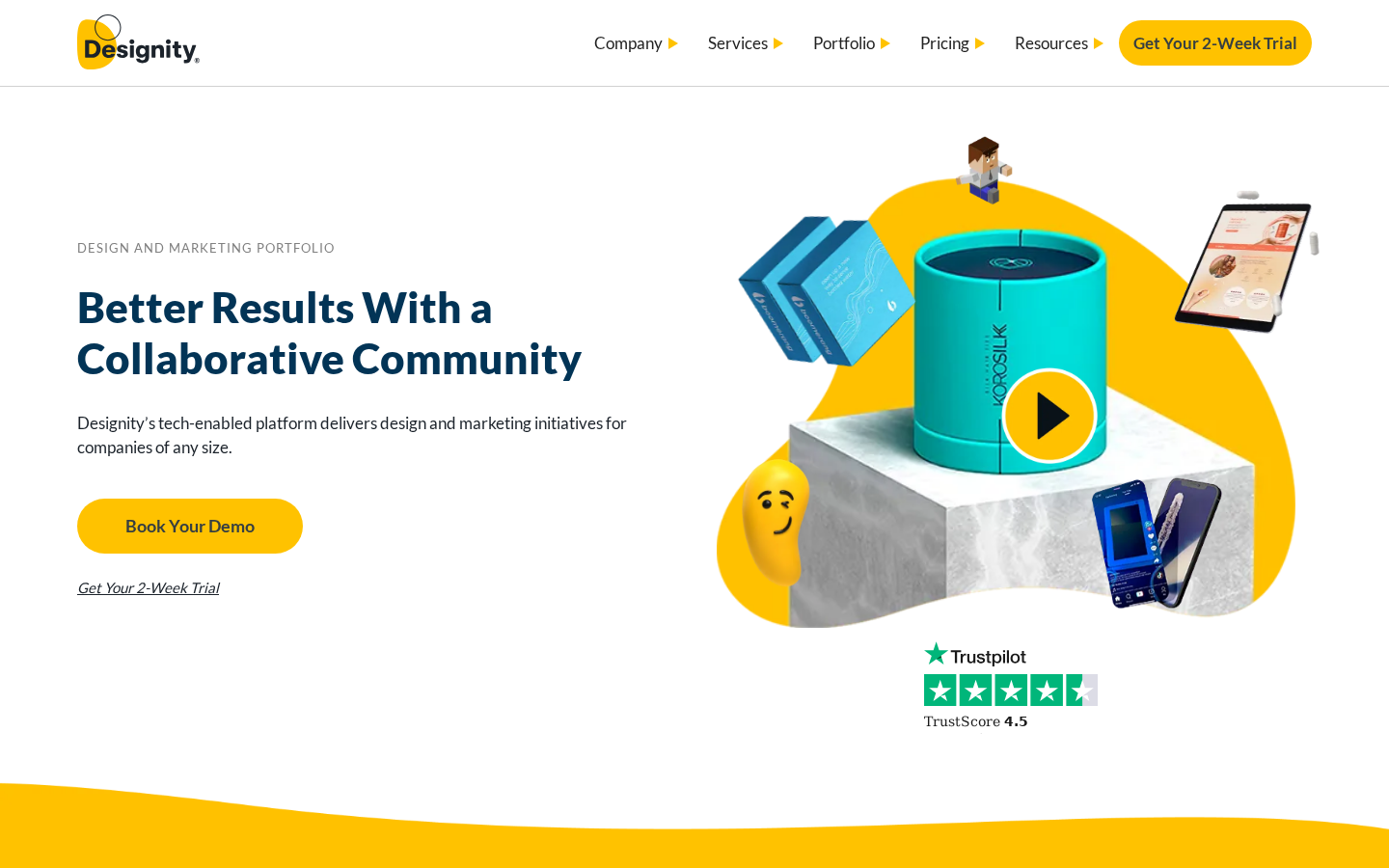 Designity design and marketing portfolio page captured July 2026