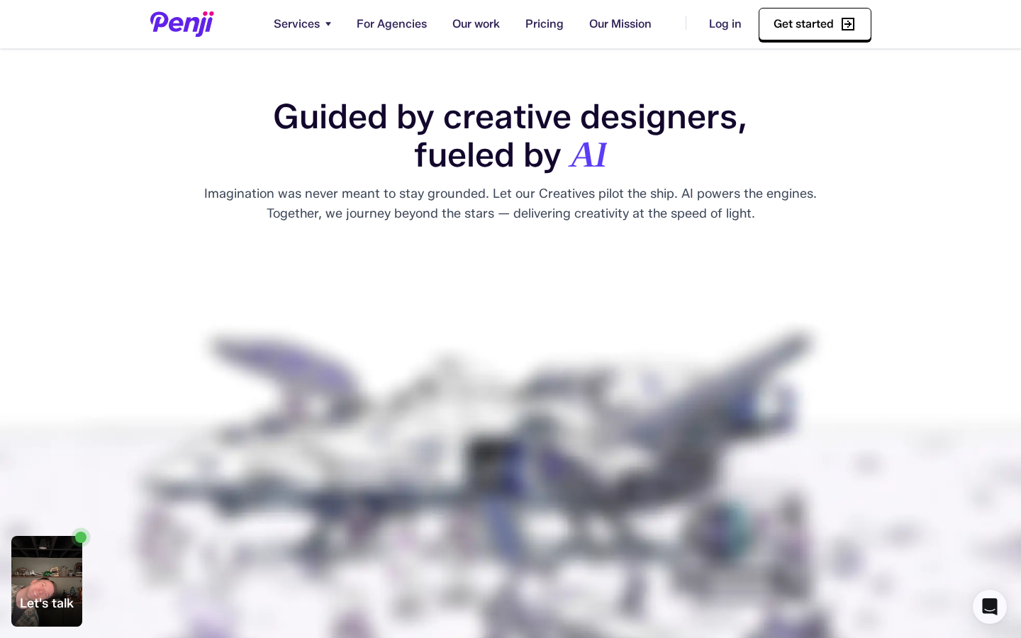 Penji marketing page describing its creative approach, captured July 2026