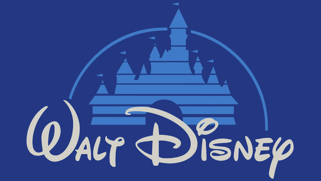 Disney logo with castle in blue 
