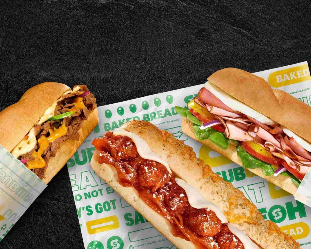 Meat subs on a Subway paper