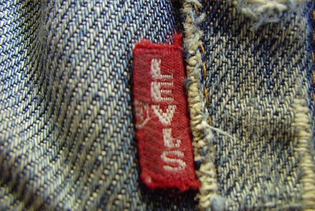 tag on pair of jeans