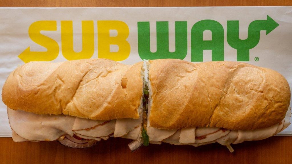 Subway sub on top of the paper wrapper