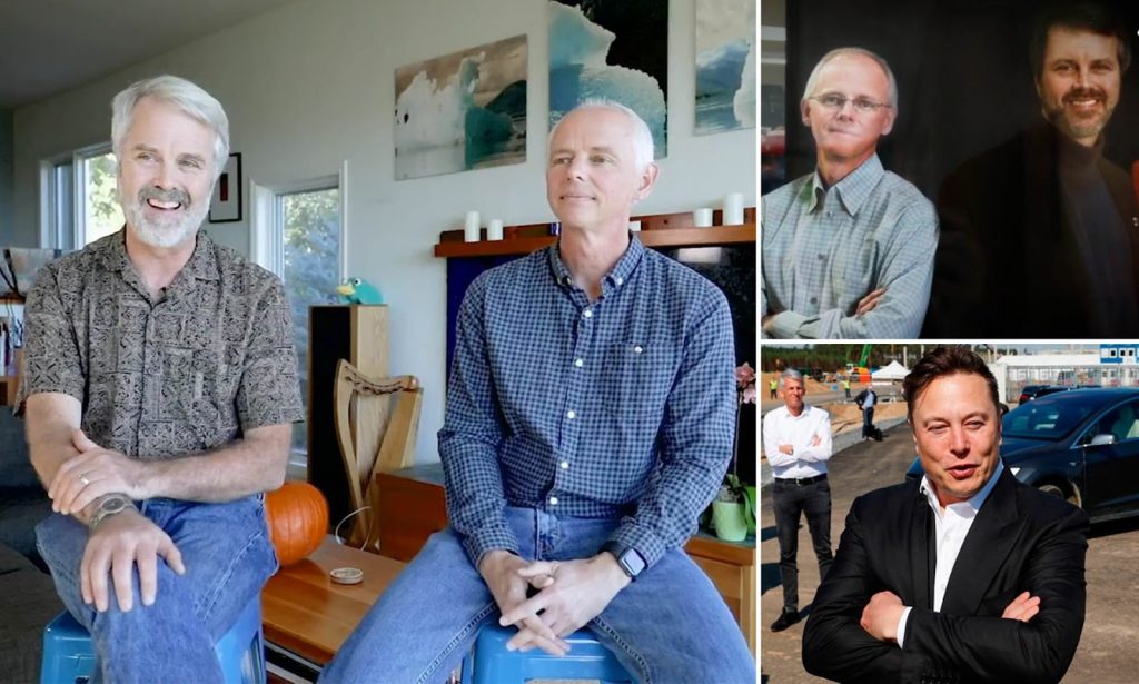 photos of men sitting on chairs laughing